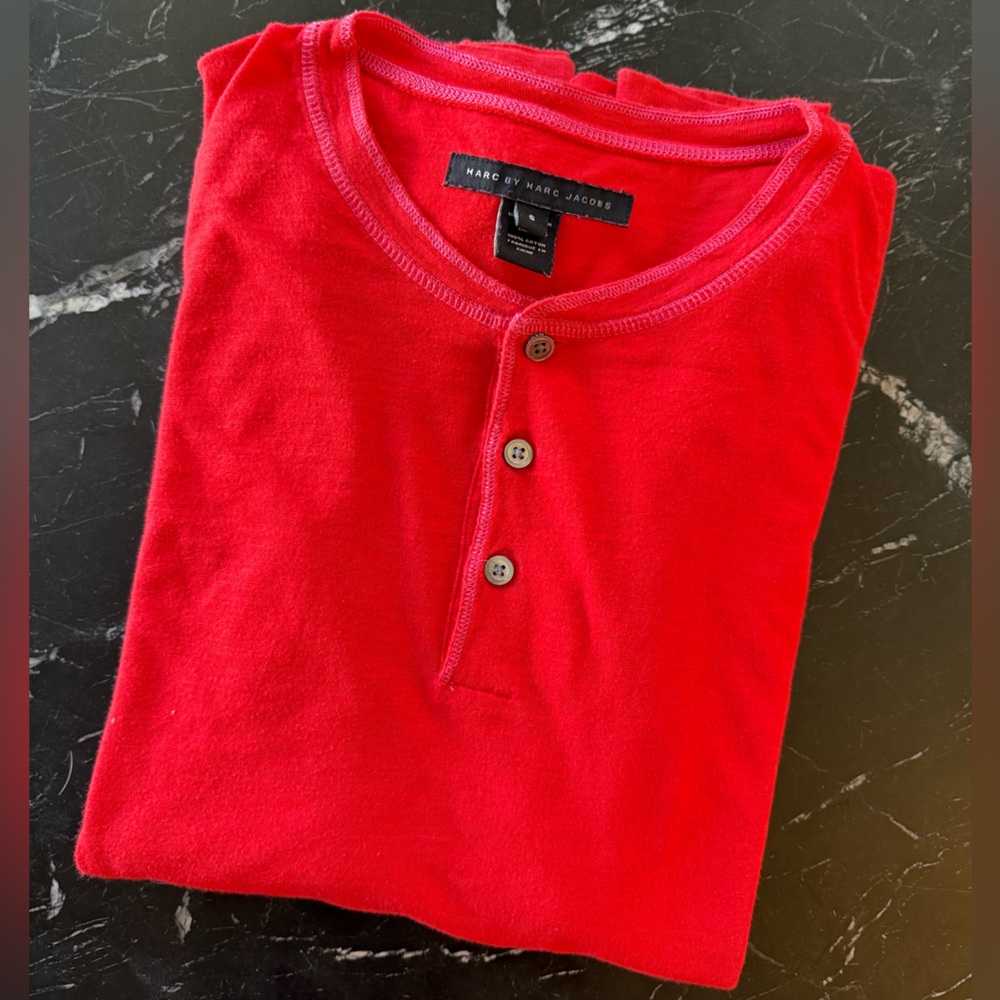 Marc by Marc Jacobs Red Henley Top